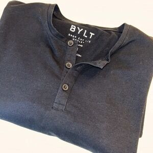 BYLT Men's‎ Drop Cut Long Sleeve Henley Black Size Small